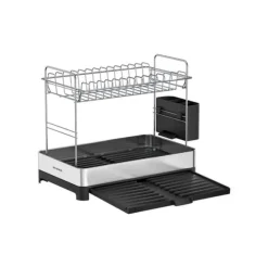 2-vånings diskställ med redskapshållare silversvart