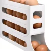 4-vånings ägghållare för kyl - Auto Rolling Fridge Egg Organizer, utrymmesbesparande äggdispenserhållare, 30 ägg kylskåp Äggställ (vit)