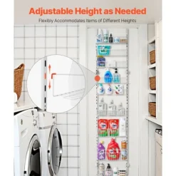 9-vånings Pantry Organizer, Över Dörren Hängande Förvaringsställ, Justerbar Höjd