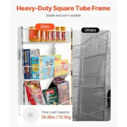 9-vånings Pantry Organizer, Över Dörren Hängande Förvaringsställ, Justerbar Höjd