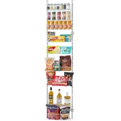 9-vånings Pantry Organizer, Över Dörren Hängande Förvaringsställ, Justerbar Höjd