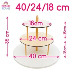 3-vånings tårtfat 40/24/18 cm Brand4Cake