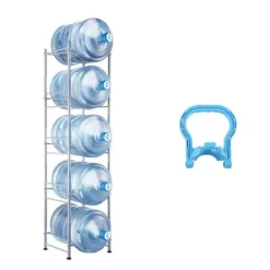 5-vånings vattenkannahållare, enkelrad vattenflaskställ för 5 flaskor, hållbart silverdesign, platsbesparande lösning
