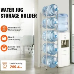 5-vånings vattenkannahållare, enkelrad vattenflaskställ för 5 flaskor, hållbart silverdesign, platsbesparande lösning