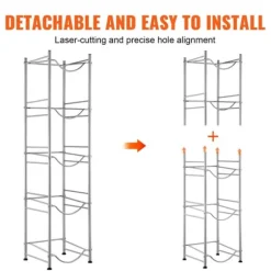 5-vånings vattenkannahållare, enkelrad vattenflaskställ för 5 flaskor, hållbart silverdesign, platsbesparande lösning