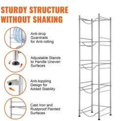 5-vånings vattenkannahållare, enkelrad vattenflaskställ för 5 flaskor, hållbart silverdesign, platsbesparande lösning