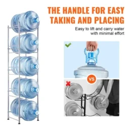 5-vånings vattenkannahållare, enkelrad vattenflaskställ för 5 flaskor, hållbart silverdesign, platsbesparande lösning