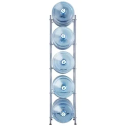 5-vånings vattenkannahållare, enkelrad vattenflaskställ för 5 flaskor, hållbart silverdesign, platsbesparande lösning