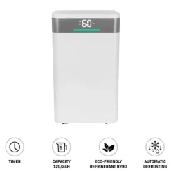 VONROC Avfuktare 12L/dygn – WiFi – Tvättläge – Luftfilter – 2L tank