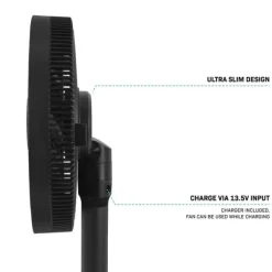 VONROC BREEZE Sladdlös Fläkt – Tyst < 44 dB – 24 hastigheter – 3 vindlägen – Bord- & golvmodell – Touchpanel & fjärrkontroll – Svart