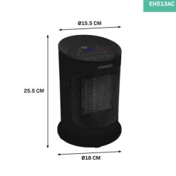 VONROC Elektrisk värmefläkt – 1200W/1800W – keramisk – Roterationsfunktion | Inkl. Fjärrkontroll