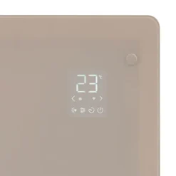 VONROC Elvärmare 1000W – Glaspanel & WiFi | För rum upp till 12 m² | Timer & termostat | Beige