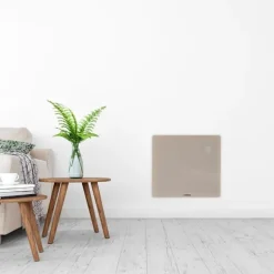 VONROC Elvärmare 1000W – Glaspanel & WiFi | För rum upp till 12 m² | Timer & termostat | Beige