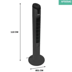 VONROC Lyxig pelarfläkt – 110cm – svart | Inkl. fjärrkontroll