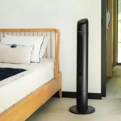 VONROC Lyxig pelarfläkt – 110cm – svart | Inkl. fjärrkontroll