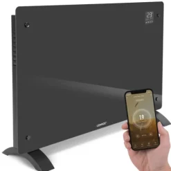 VONROC Lyxigt konvektorelement med glaspanel – 2000W – Grå | Wifi