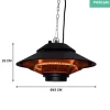 VONROC VONROC 1500W Hängande Terrassvärmare – Infraröd takvärmare med fjärrkontroll och IP44 skydd