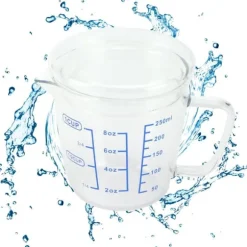 Värmebeständigt glasmåttkopp mjölkvåg måttkanna med lock köksredskap (250ml)
