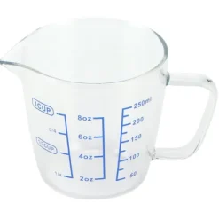 Värmebeständigt glasmåttkopp mjölkvåg måttkanna med lock köksredskap (250ml)