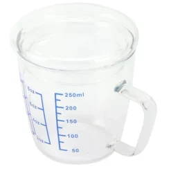 Värmebeständigt glasmåttkopp mjölkvåg måttkanna med lock köksredskap (250ml)