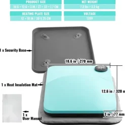 Värmepress 12 x 10 i bärbar, enkel press, sublimeringsöverföring, DIY T-shirt, hög värme och precision