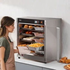 Värmeskåp för mat, 5 nivåer rostfritt stål, justerbara hyllor, förvaring