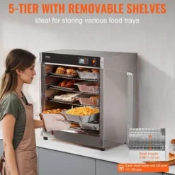 Värmeskåp för mat, 5 nivåer rostfritt stål, justerbara hyllor, förvaring
