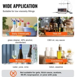 Vätskepåfyllningsmaskin, 30-4000 ml kapacitet, automatisk flaskfyllare för mjölk, vatten, vin, sojasås m.m.