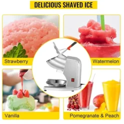 300W 95 kg/h effektiv elektrisk dubbelbladig iskrossmaskin med stor ishink och isskål, användarvänliga detaljer, bred applikation