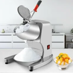 300W 95 kg/h effektiv elektrisk dubbelbladig iskrossmaskin med stor ishink och isskål, användarvänliga detaljer, bred applikation