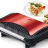 700W BRÖDROST ELEKTRISK GRILL Röd för PANINI TORTILLASMÖRGÅSAR