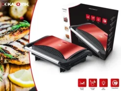 700W BRÖDROST ELEKTRISK GRILL Röd för PANINI TORTILLASMÖRGÅSAR