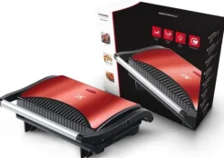 700W BRÖDROST ELEKTRISK GRILL Röd för PANINI TORTILLASMÖRGÅSAR
