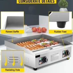 4400W 50-300°C justerbar 72,8x40 cm elektrisk stekpanna, stor kokyta, exakt temperaturkontroll, lätt att använda och rengöra