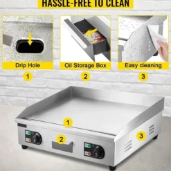 4400W 50-300°C justerbar 72,8x40 cm elektrisk stekpanna, stor kokyta, exakt temperaturkontroll, lätt att använda och rengöra