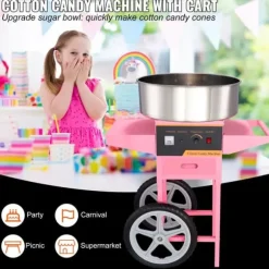 1050W elektrisk sockervaddsmaskin med vagn för olika fester, lämplig för de flesta sorters socker, hög säkerhet, lätt att manövrera