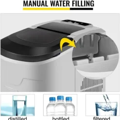 112W 12kg bärbar elektrisk ismaskin med kortfattad kontroll, snabb istillverkning, justerbara stora eller små isbitar, hänsynsfull design