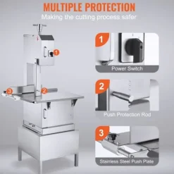 2200W kommersiell elektrisk köttbandsåg i rostfritt stål, högpresterande bensågmaskin för effektiv köttbearbetning.