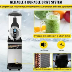 500W 15L singel tank slushmaskin, fryst dryckesmaskin, högkvalitativa material, effektiv kylning, exakt kontroll, lätt att använda