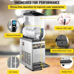 500W 15L singel tank slushmaskin, fryst dryckesmaskin, högkvalitativa material, effektiv kylning, exakt kontroll, lätt att använda