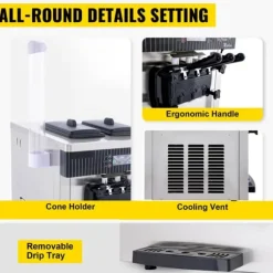 2200W 20-28L/H mjukglassmaskin med 2 x 6L behållare och 4 olika munstycken, 3 smaker, smart manöverpanel, genomtänkta detaljer