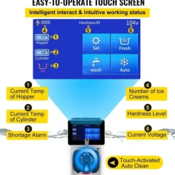 1000W 10-20L/timme mjukglassmaskin med 4,5L behållare, intelligent pekskärmskontroll, pålitlig isoleringseffekt, stabil och tyst drift