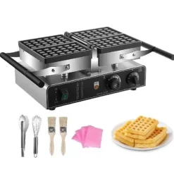 1600W rektangulär våffelbryggare med 2 vändbara dubbelsidiga bakformar, effektiv och jämn bakning, exakt temperatur/tidskontroll