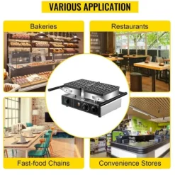 1600W rektangulär våffelbryggare med 2 vändbara dubbelsidiga bakformar, effektiv och jämn bakning, exakt temperatur/tidskontroll