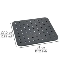 WENKO Crystal Diskbänk, Diskbänksmatta Repskydd, Diskskydd, Plast, 27,5 x 31 cm, Grå