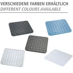 WENKO Crystal Diskbänk, Diskbänksmatta Repskydd, Diskskydd, Plast, 27,5 x 31 cm, Grå