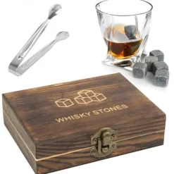 Whiskey Stenar i lyxig presentask i trä