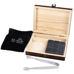 Whiskystenar Kubformade granitkylning Whiskystenar Set Återvinningsbara Snabbtorkande Whiskystenar med talllåda