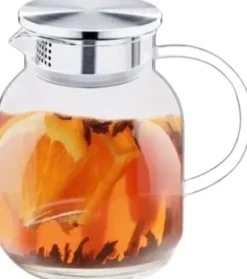 Wilmax glaskaraff 1 L i borosilikatglas, rostfritt lock