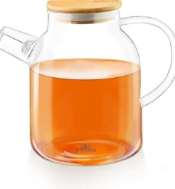 Wilmax glastekanna 1,6 L med bambulock – spissäker